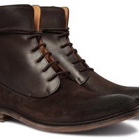 Men Chocolate Brown Suede Derby Lace Up Genuine Leather High Ankle Boot - Thumbnail 1
