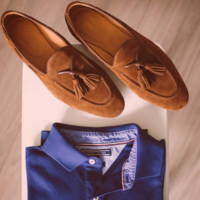 Handmade men dress moccasin shoes, men beige suede shoes, slip on wear shoes men - Thumbnail 4