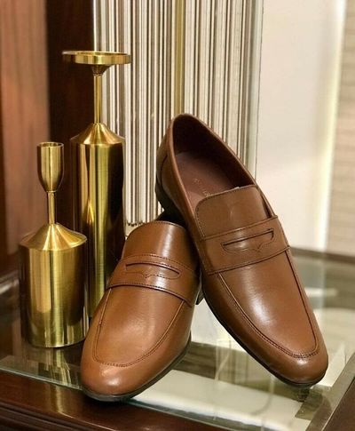 Handmade Men's Brown Cap Toe Moccasin Dress Shoes, Real Leather Office Shoes
