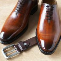 Handmade Men's Brown Round Toe Formal Lace Up Dress Shoes, Real Leather Shoes - Thumbnail 1