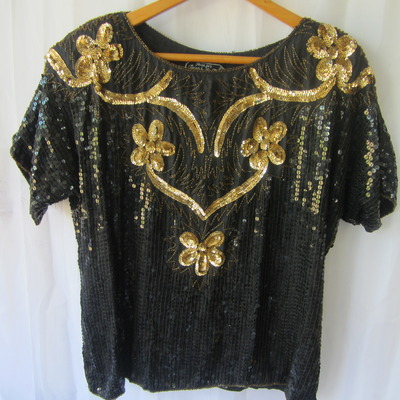 Vntg sequins & silk blouse with tags