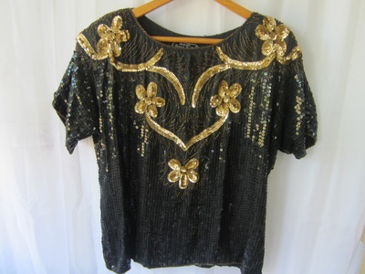 Vntg sequins & silk blouse with tags