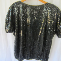 Vntg Sequins & Silk Blouse with TAGS - Thumbnail 1