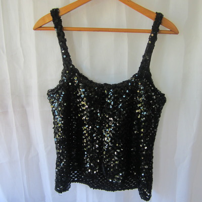 Vntg black sequins tank