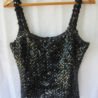 Vntg Black Sequins Tank - Thumbnail 3