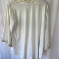 Vntg Pearl White Embellished Tunic Blouse - Thumbnail 2