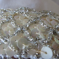 Vntg Pearl White Embellished Tunic Blouse - Thumbnail 1