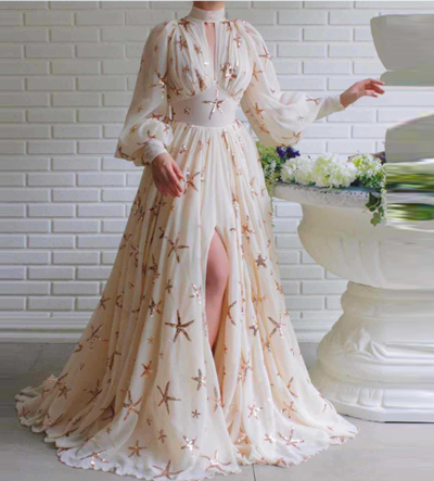 Beautiful Sequined Long Sleeve Maxi Dress