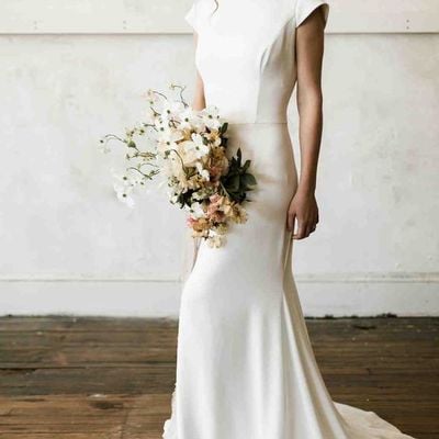 Simple bohemian mermaid wedding dresses cap sleeve bridal gowns