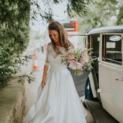 Simple ball gown tulle wedding dresses lace tea length bridal gowns