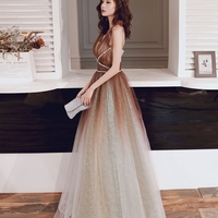Stylish tulle sequins prom dress evening dress - Thumbnail 2