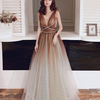 Stylish tulle sequins prom dress evening dress - Thumbnail 1