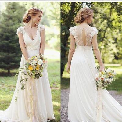  new style elegant wedding dresses v neck short sleeves lace beach bridal dress vestidos sweep train plus size wedding party gowns 