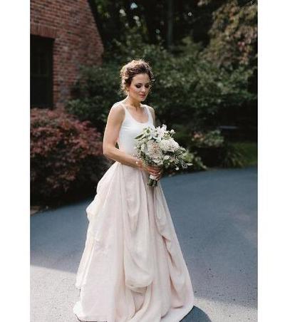 White and Blush Wedding Dresses Bohemian Scoop Ruffles Chiffon 2019 Simple New Beach Bridal Gowns Romantic Custom Made Floor length