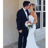 Alluring Satin Strapless Neckline Mermaid Wedding Dresses Sweep Train Zipper Back Bridal Gowns vestidos de novia - Thumbnail 1