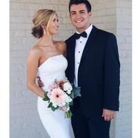 Alluring Satin Strapless Neckline Mermaid Wedding Dresses Sweep Train Zipper Back Bridal Gowns vestidos de novia - Thumbnail 2