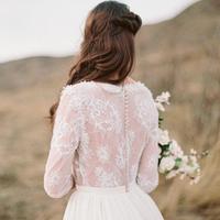 New West Country Beach Wedding Dresses A Line V Neck 3/4 Long Sleeve Boho Wedding Dress Custom Made Elegant Vestidos De Novia - Thumbnail 1