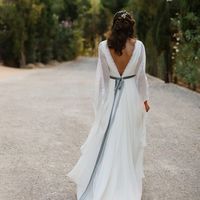 Modest West Country Wedding Dresses A Line Crew Neck Bohemian Lace Wedding Dress  - Thumbnail 2