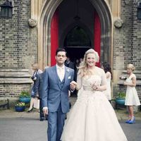 Simple Ball Gown Wedding Dresses Appliques Tea Length Wedding Gown - Thumbnail 1