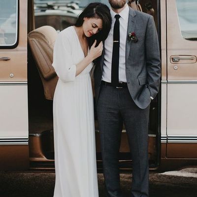 Simple wedding gowns a-line chiffon beach bride dresses