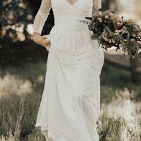 Polka Dots Wedding Dresses V Neck Wedding Gowns - Thumbnail 1