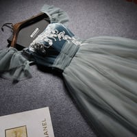 A line velvet tulle prom dress homecoming dress - Thumbnail 2
