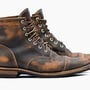 Handmade Men’s Tan Brown Color Lace Up Boots, Distress Leather High Ankle Cap Toe Boots-1