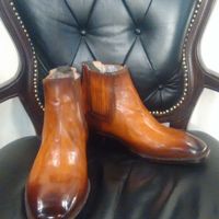 Handmade cognac patina ankle high Chelsea boots for men made to measure - Thumbnail 1