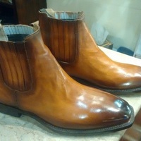 Handmade cognac patina ankle high Chelsea boots for men made to measure - Thumbnail 4