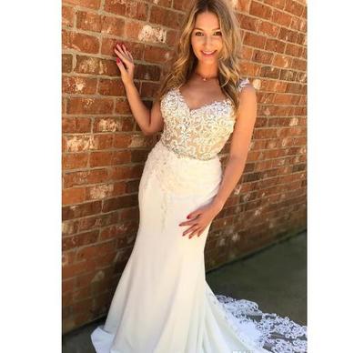 Gorgeous Lace Bohemian Beach Mermaid Wedding Dresses V Neck Backless Sleeveless Court Train vestidos de novia With Sash,333
