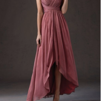 High low berry red elegant bridesmaid dress, chiffon bridesmaid dresses, simple bridesmaid dress,419 - Thumbnail 2