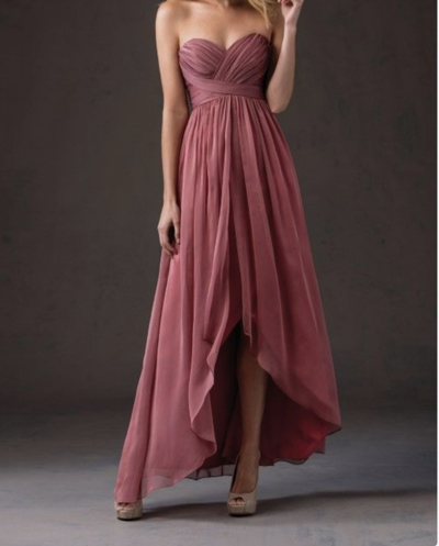 High Low Berry Red Elegant Bridesmaid Dress, Chiffon Bridesmaid Dresses, Simple Bridesmaid Dress,419