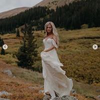 Beach Bohemian Wedding Dresses A Line Tulle Off the Shoulder Bridal Gowns,420 - Thumbnail 1