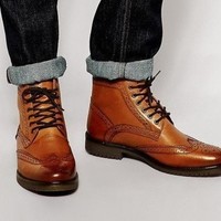 Handmade Men's Tan Brogue Ankle Boots, Men Wing Tip Lace up Casual Fashion Boots - Thumbnail 4
