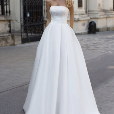 Beach bohemian wedding dresses a line satin pearls bodice bridal gowns,425 - Thumbnail 5