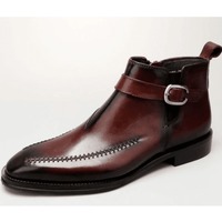 New Handmade Men's Brown Ankle Boots, Men Leather Dress Boots - Thumbnail 1