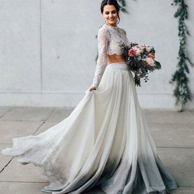 Two piece gradient wedding dresses bridal gown - Thumbnail 3
