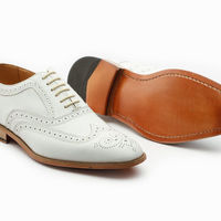 Handmade Men’s White Color Leather Shoes, Men Wing Tip Brogue Dress Formal Shoes - Thumbnail 4