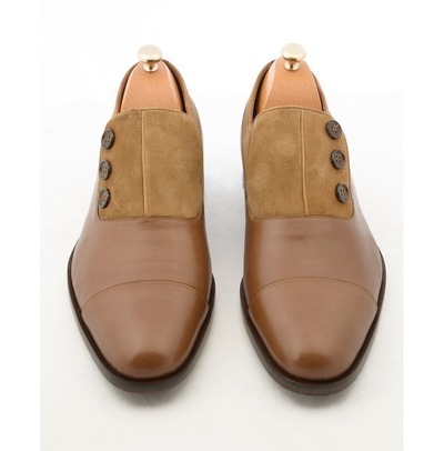 New Handmade Men Tan Brown Shoes, Men's Suede & Leather Shoes,Men's Button Shoes