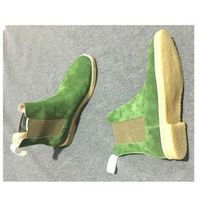 Handmade Men's Green Chelsea Ankle Dress Boots, Real Suede Office Boots - Thumbnail 1