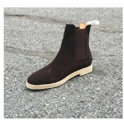 Handmade men's chelsea ankle dress boots, real suede office boots - Thumbnail 4