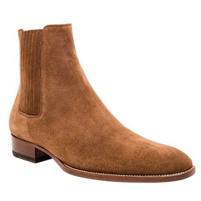 Handmade mens tan brown suede chelsea boots, men suede ankle boots, mens boots - Thumbnail 3