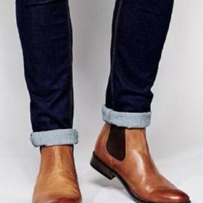 Handmade men tan color chelsea boots, men ankle leather boots, men boot fashion - Thumbnail 3