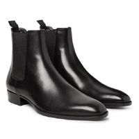 Handmade Men black Chelsea leather boot, Men black ankle leather boots,men boot - Thumbnail 4