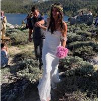 Sexy Backless Boho Side Slit Wedding Gowns Off Shoulder Beach Bridal Dress Plus Size Vestidos De Noiva Elegant Bohemian Lace Wedding Dress - Thumbnail 1