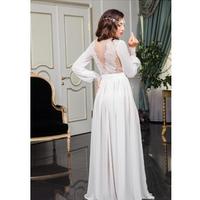 Sexy A Line Wedding Dresses Chiffon Lace Long Sleeve Kimono Dressing Gown Babydoll Tulle Lingerie Bath Bridal Gowns Robes De Mariée - Thumbnail 3