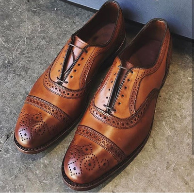 Stylish Men’s Leather Handmade Cap Toe Brogue Shoes, Men’s Brown Lace Up Shoes