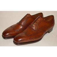 Handmade Men's Brown Wingtip Brogue Shoes, Men Brown Leather Dress Lace Up Shoes - Thumbnail 4