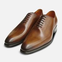 Handmade Men’s Brown Color Leather Shoes, Whole Cut Stylish Dress Lace Up Shoes - Thumbnail 4