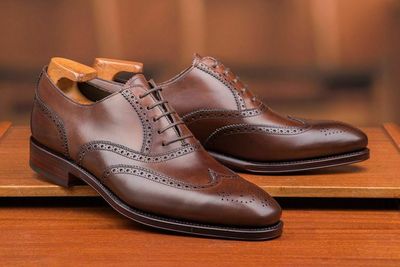 Brown Plain leather Handmade Men's Wingtip Lace up Shoes Custom Shoes for Men